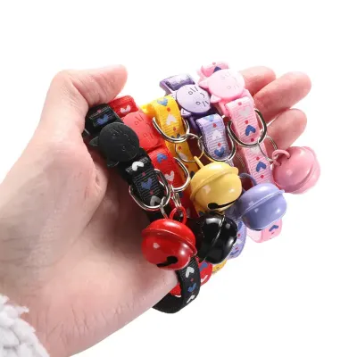 Big Bell Heart Love Cat Small Dog Collar (2 Pc) 